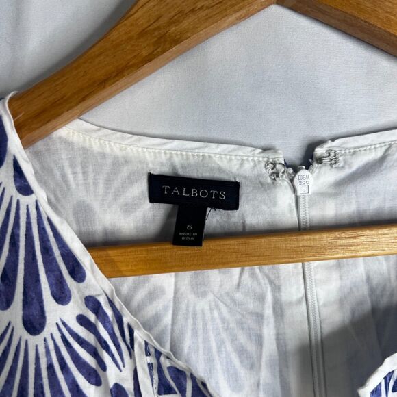 Talbots Fit & Flare Scallop Fan Print Sleeveless Dress Mixed Print Size 6 - Picture 8 of 10